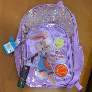 Purple Space Jam Backpack with Sequins- 17’’